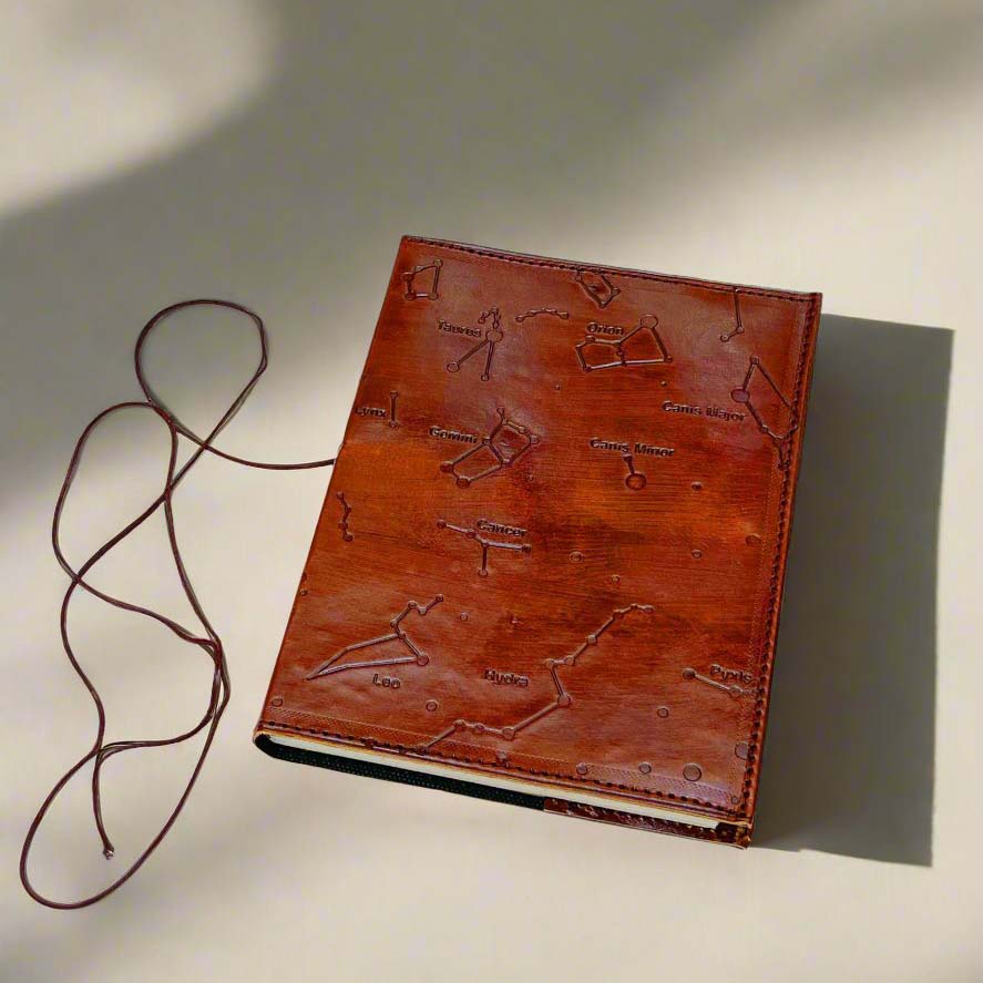 Constellation Refillable Embossed Leather Journal with Recycled Paper