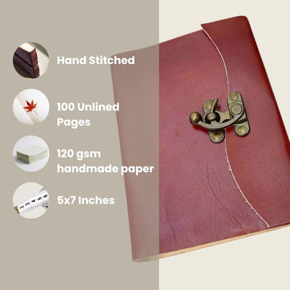 Rustic leather-bound journal with latch – handcrafted, old-world style notebook for writing, sketching, and timeless journaling