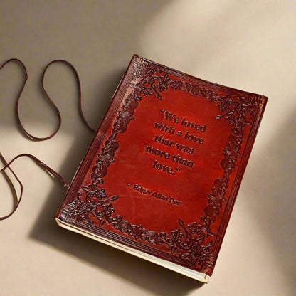 Soothi artisan leather journal with detailed elegant embossing – ideal for gratitude journaling, personal growth, or gifting