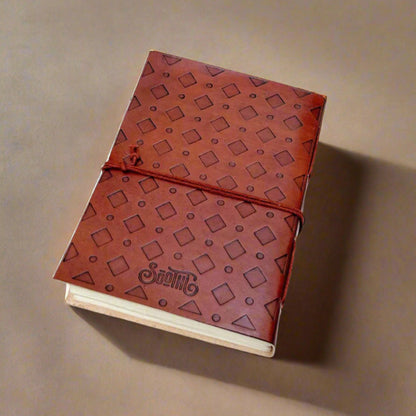 Handmade brown leather journal with inspiring quote – ideal for daily affirmations and reflection