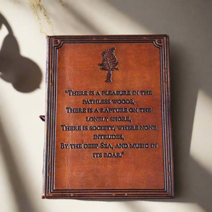 Lord Byron Leather Journal - "Pleasure in the Pathless Woods" Nature Quote