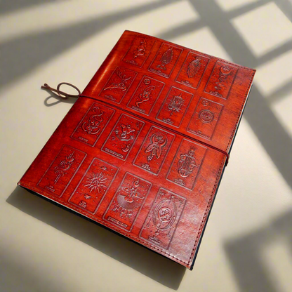 Celestial tarot-themed journal – mystical, handcrafted notebook for spiritual journaling, divination notes, and moon magic