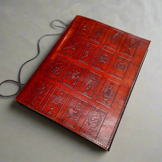 Celestial tarot-themed journal – mystical, handcrafted notebook for spiritual journaling, divination notes, and moon magic