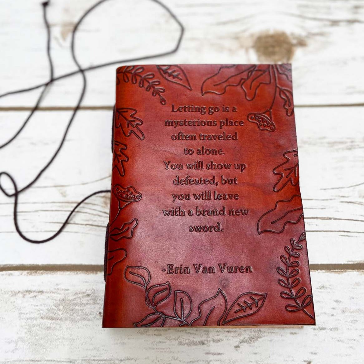 Erin Van Vuren 'Letting Go' Quote Leather Journal - 7x5