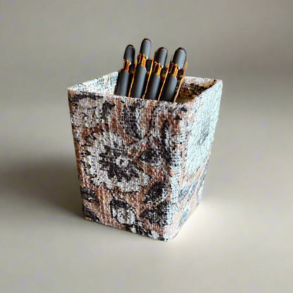 Artisan Pen & Pencil Holder - Elegant Patterned Desk Organizer Pen Cup