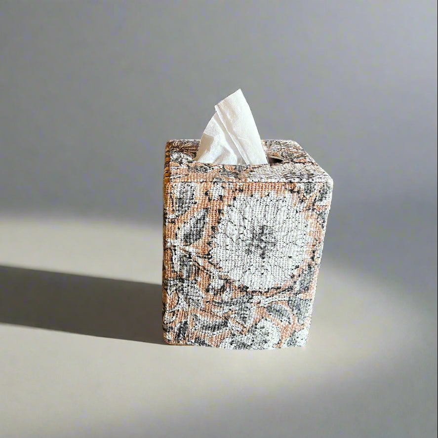 Artisan Tissue Box Cover - Decorative Patterned Fabric Facial Tissue Holder