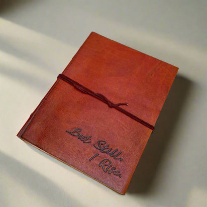 Hand-stitched leather journal with soul-stirring quote – perfect for gratitude logs, reflections, and daily intentions