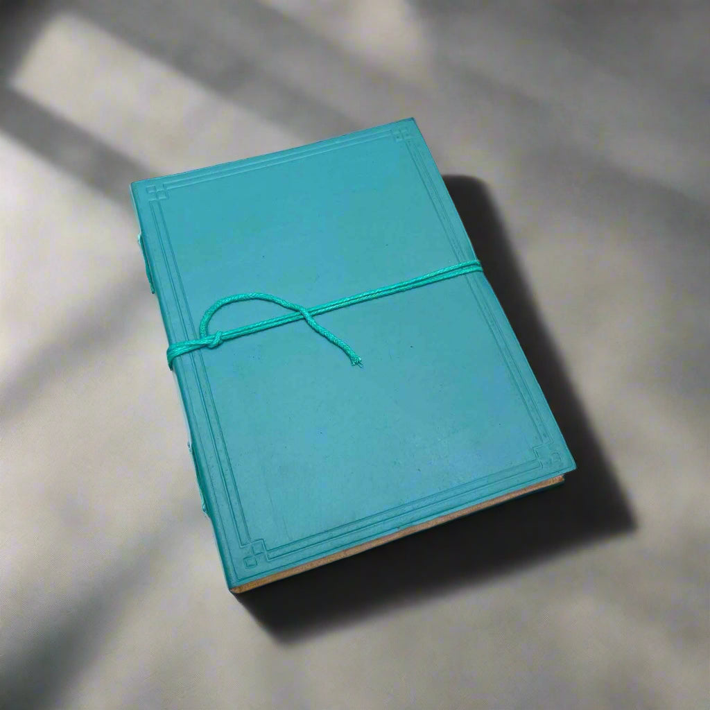 Bespoke leather journal – front cover customization available for logos, symbols, and special messages