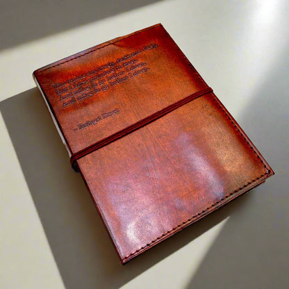 Inspiration-engraved leather notebook – handmade journal for affirmations, planning, or artistic journaling