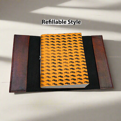 Inspiration-engraved leather notebook – handmade journal for affirmations, planning, or artistic journaling