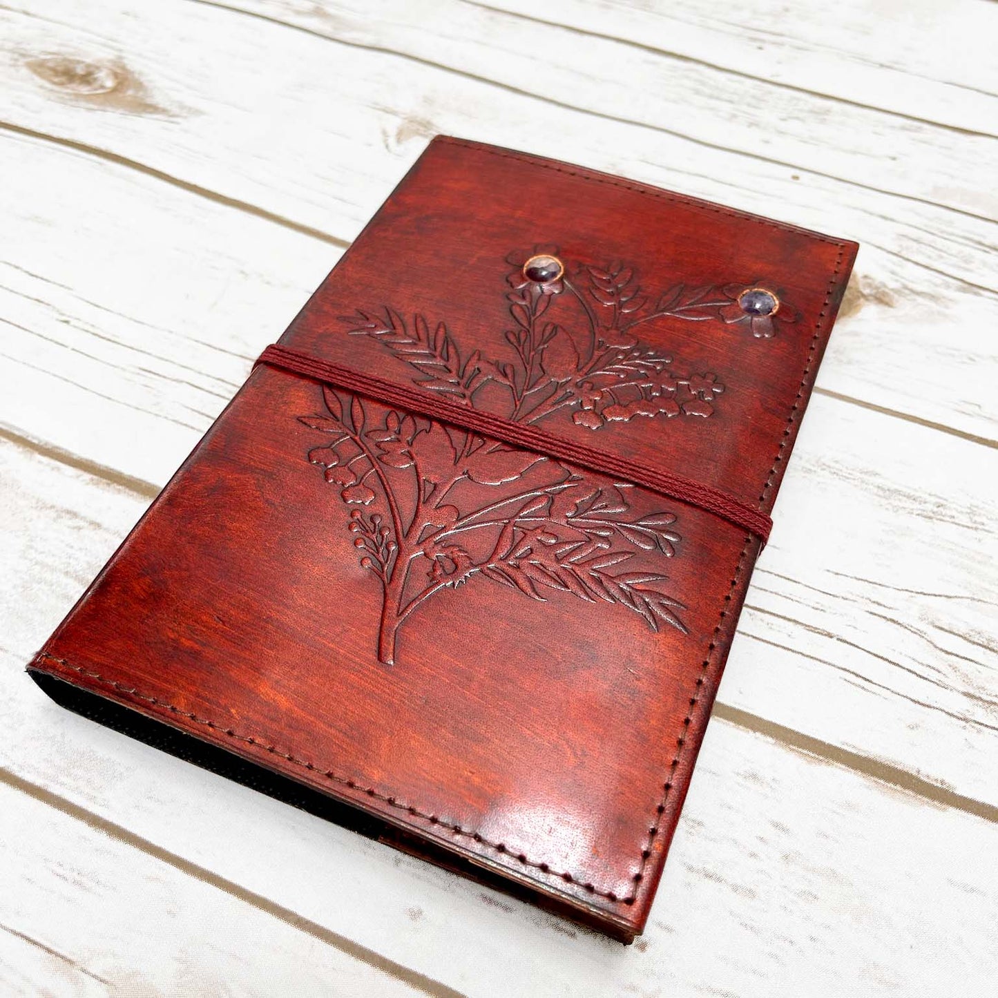 Flower Garden Refillable Stone Leather Journal