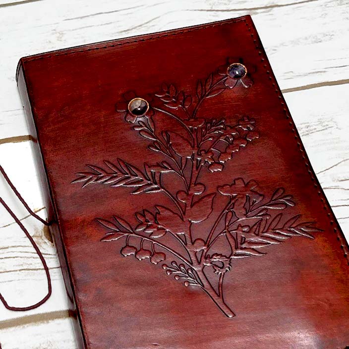 Flower Garden Refillable Stone Leather Journal