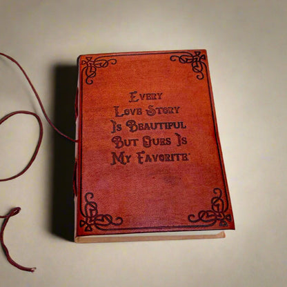 Eco-friendly brown leather-bound journal with inspirational quote – handcrafted gift for loved ones, perfect for birthdays or anniversaries