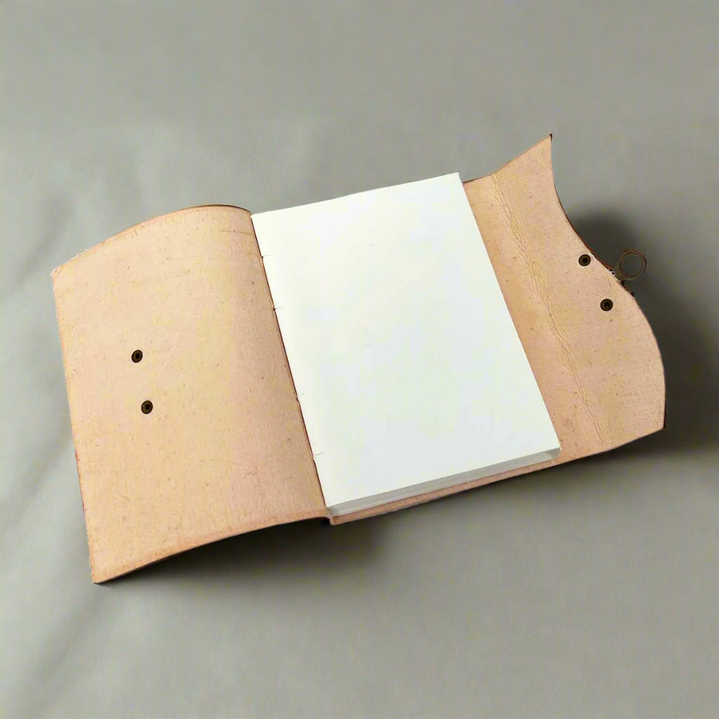 Rustic leather-bound journal with latch – handcrafted, old-world style notebook for writing, sketching, and timeless journaling