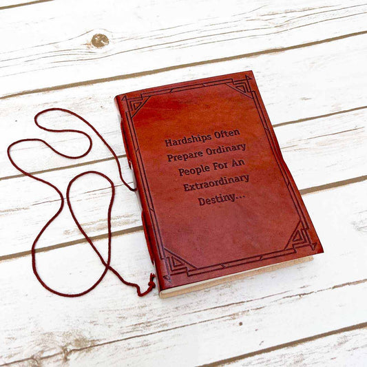 Hardships And Extraordinary Journey C.S. Lewis Quote Leather Journal - 7x5
