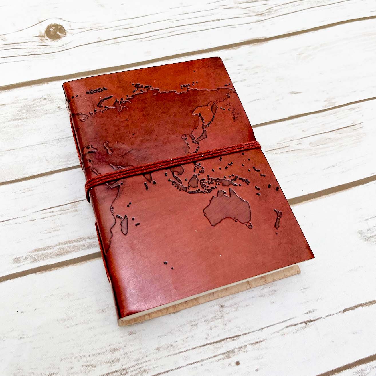 World Map 7x5 Handmade Leather Journal