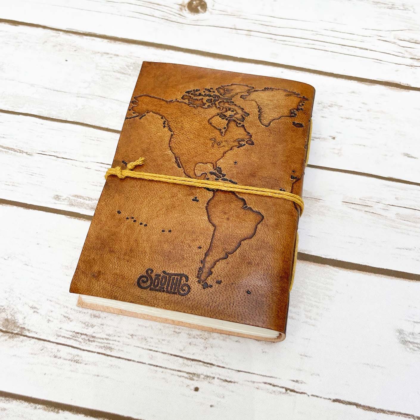 World Map 7x5 Handmade Leather Journal