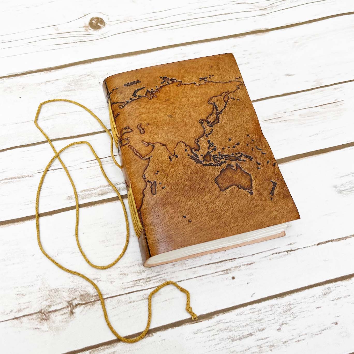 World Map 7x5 Handmade Leather Journal