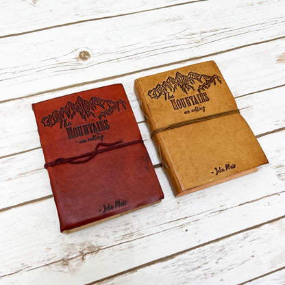 John Muir Quote Leather Journal - "The Mountains Are Calling" Adventure Diary