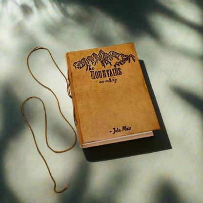 John Muir Quote Leather Journal - "The Mountains Are Calling" Adventure Diary