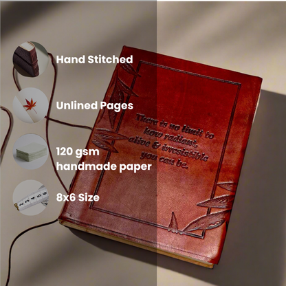 "No Limit To How Radiant" Leather Journal - Empowering & Sustainable Gift