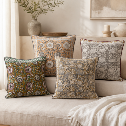 Artisan Accent Pillow Cover - Decorative Cotton Cushion  Cover (20x20) for Office Chair
