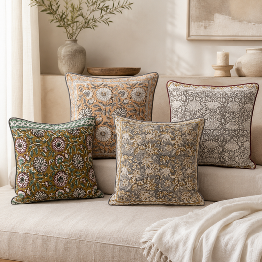 Artisan Accent Pillow Cover - Decorative Cotton Cushion  Cover (20x20) for Office Chair