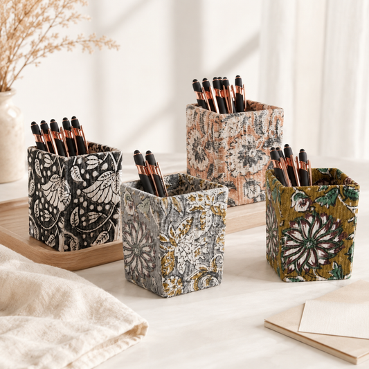 Artisan Pen & Pencil Holder - Elegant Patterned Desk Organizer Pen Cup