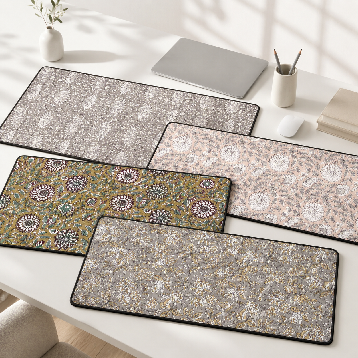 Artisan Canvas Desk Mat - Premium Patterned Desk Pad Protector for Office Setup