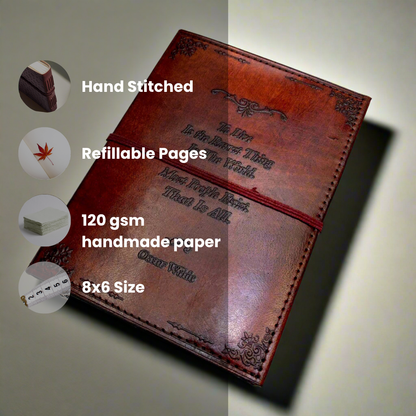 Oscar Wilde Refillable Leather Journal - "To Live Is The Rarest Thing" Quote