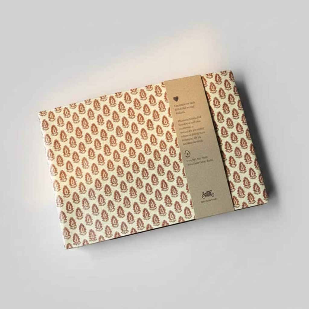 Packaging with a patterned design on a gray background