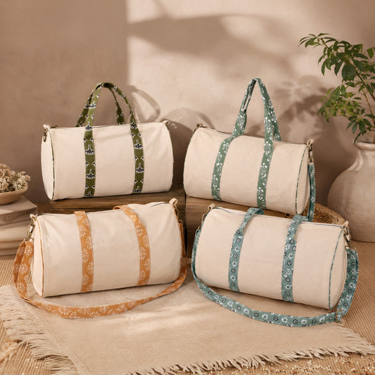 Artisan Canvas Duffle Bag - Washable Cotton Gym Bag & Compact Weekender