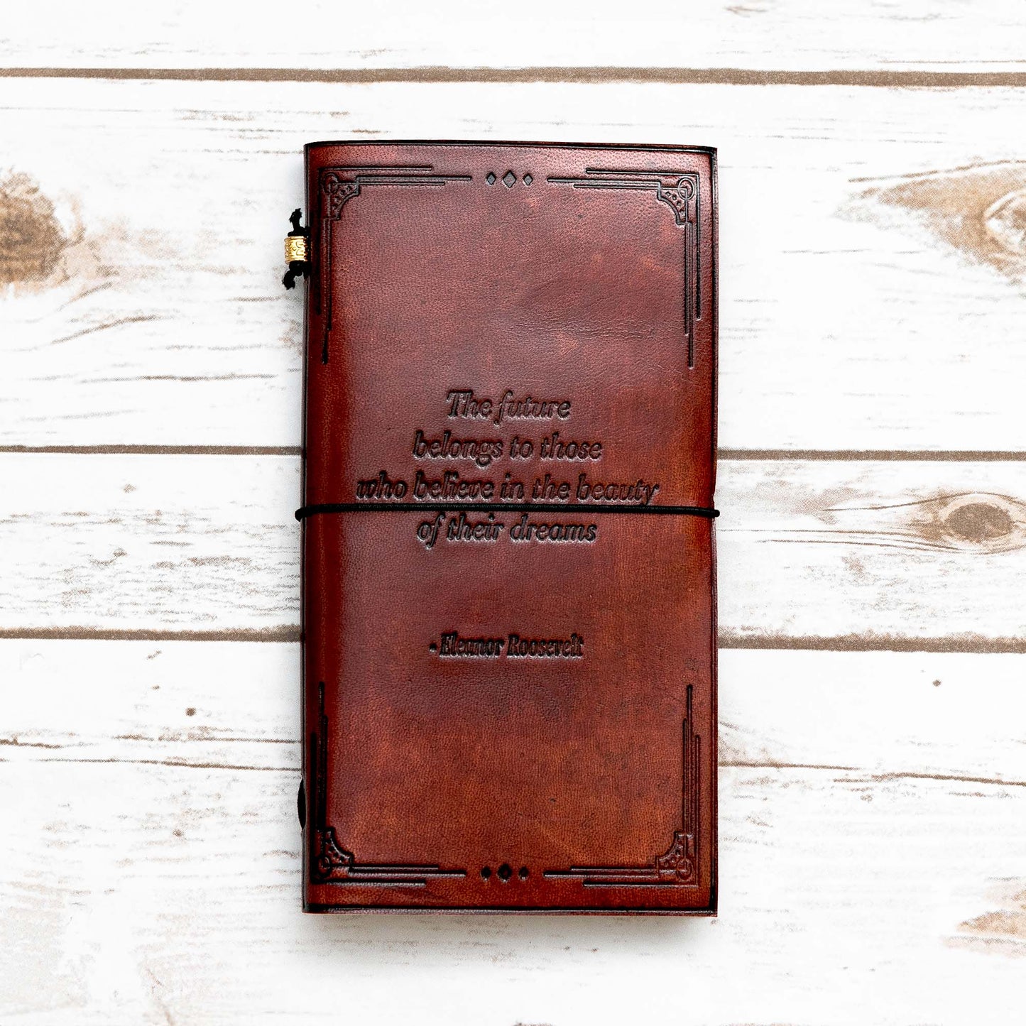 The Future Belongs Eleanor Roosevelt Quote Leather Journal - 8x6 Size