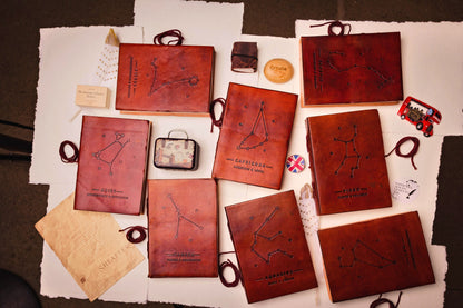 Astrology journal in leather cover – beautifully crafted for writing about your zodiac journey and planetary alignments