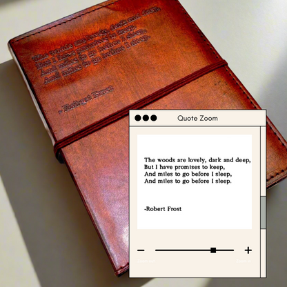 Inspiration-engraved leather notebook – handmade journal for affirmations, planning, or artistic journaling