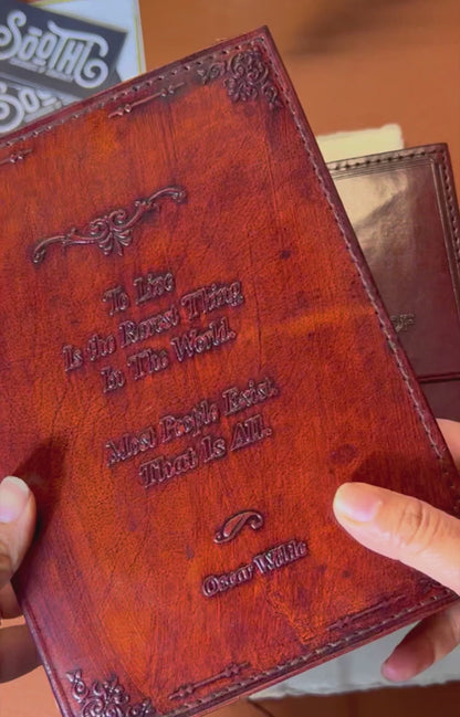 Oscar Wilde Refillable Leather Journal - "To Live Is The Rarest Thing" Quote