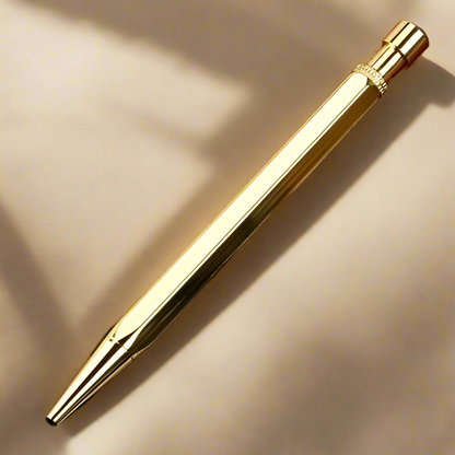 Soothi elegant retractable brass pen – metallic gold and silver for a refined writing experience
