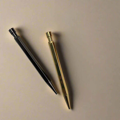 Soothi elegant retractable brass pen – metallic gold and silver for a refined writing experience
