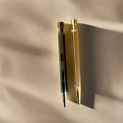 Soothi elegant retractable brass pen – metallic gold and silver for a refined writing experience