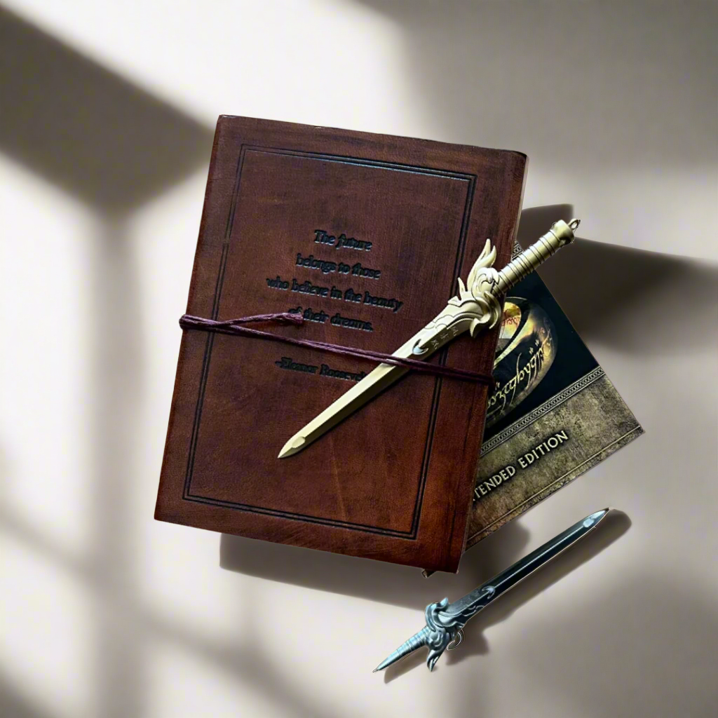 Elegant sword pen in gold and silver – metallic finish for epic note-taking adventures