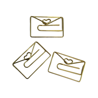 Stylish gold paper clips in unique geometric shapes – modern, functional, and perfect for adding flair to your workspace