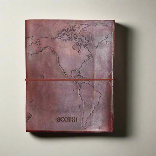 Extra Large World Map Large Handmade Leather Journal - Leather Journals By Soothi