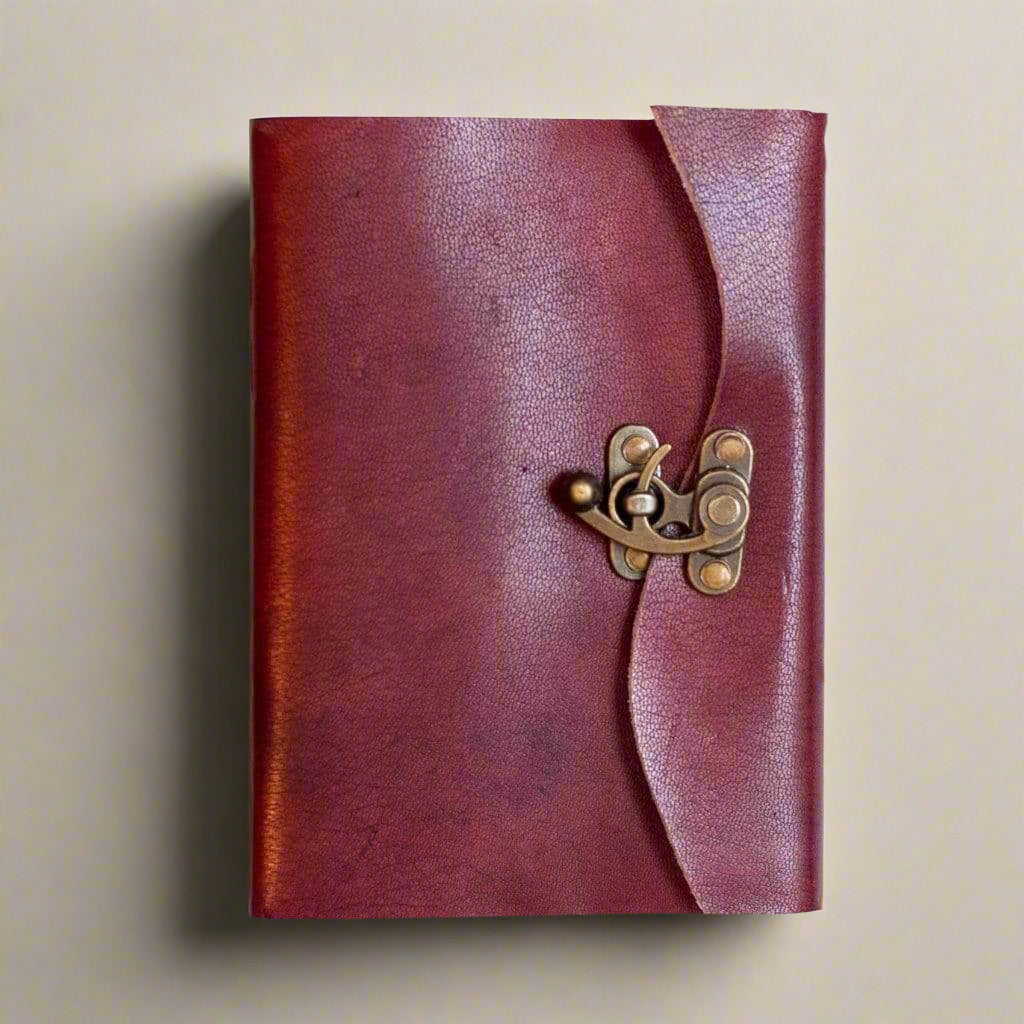 Rustic leather-bound journal with latch – handcrafted, old-world style notebook for writing, sketching, and timeless journaling