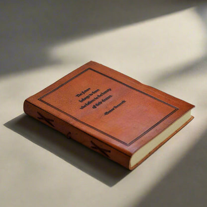 Minimalist leather notebook with embossed mantra – ethically made, ideal for personal growth and inner peace