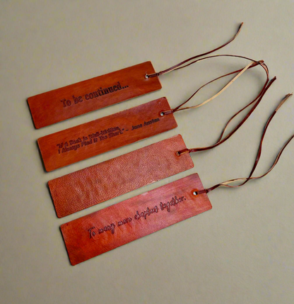 Soothi handcrafted leather bookmark with inspirational quote – timeless, durable, and perfect for thoughtful reading moments