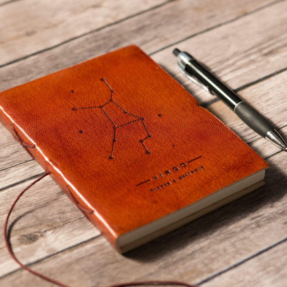 Virgo Zodiac Handmade Leather Journal - Leather Journals By Soothi