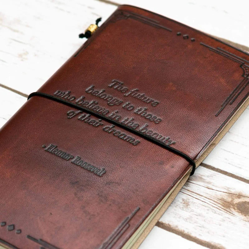 The Future Belongs Eleanor Roosevelt Quote Leather Journal - 8x6 Size