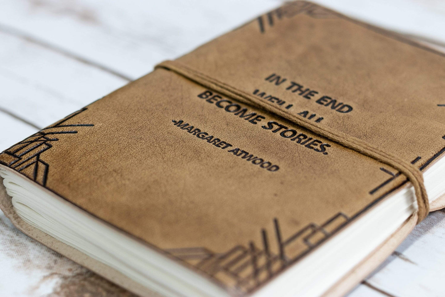 "We All Become Stories" Handmade Leather Journal - Leather Journals By Soothi